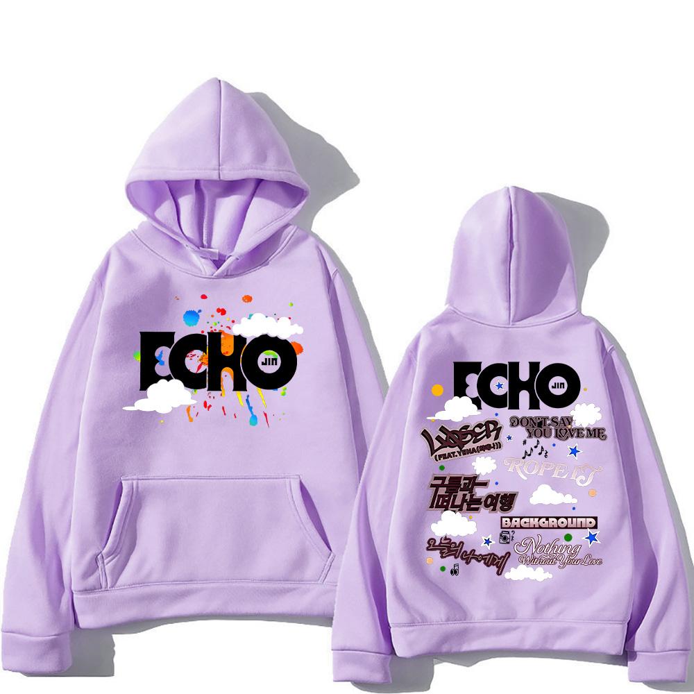 Jin Echo Hoodies Unisex Autumn Winter Casual Vintage Streetwear Sweatshirts Fashion Women New Album Tour Pullover Jin Fans Gifts