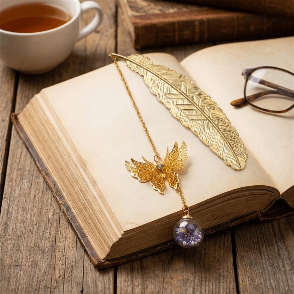 Butterfly Eternal Flower Bookmark Multi-Color Chinese Style Page Marker Feather Bookmark Student