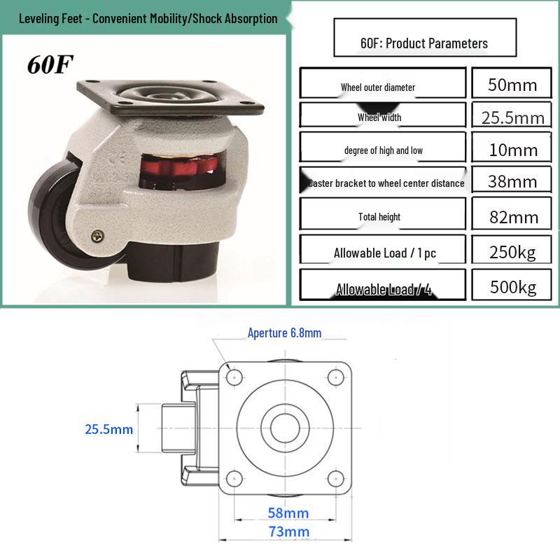 Fuma Leveling Caster Wheel - 40F to 150F Universal Cabinet Attachment
