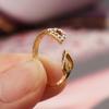 Fashion Women's Adjustable Rhinestones Leaves Opening Cuff Ring Jewelry Gift