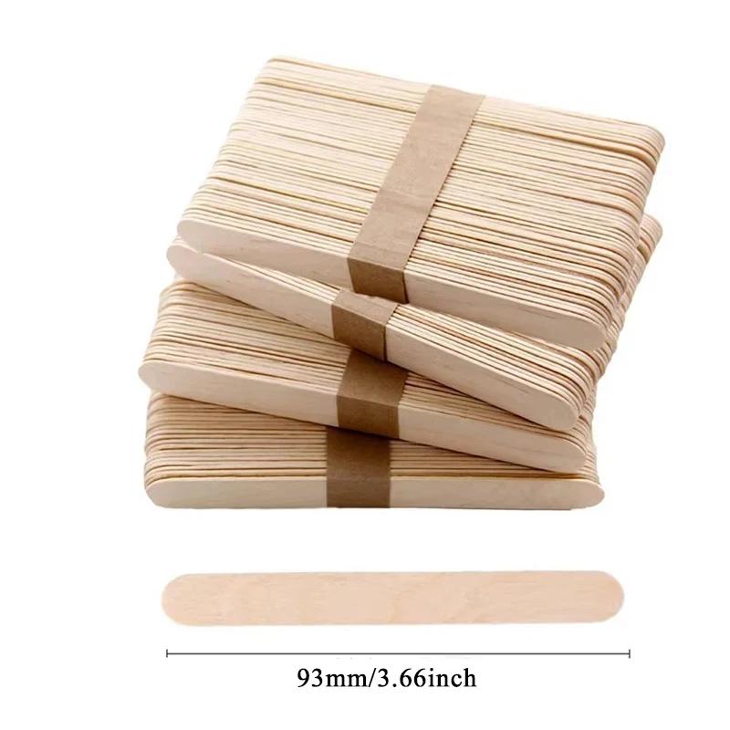 100pcs Ice Cream Popsicle Sticks Wooden Sticks Ice Cream Spoon Hand Crafts Art Ice Cream Lolly Cake Tools DIY Wooden Sticks