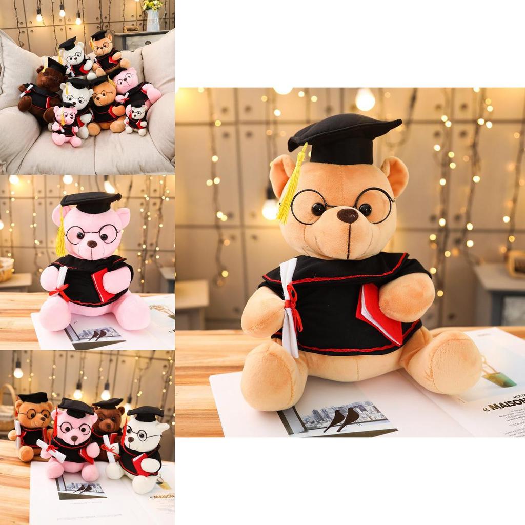 Cute Teddy Bear Plush Toy With Doctor Cap Graduation Doll Gift