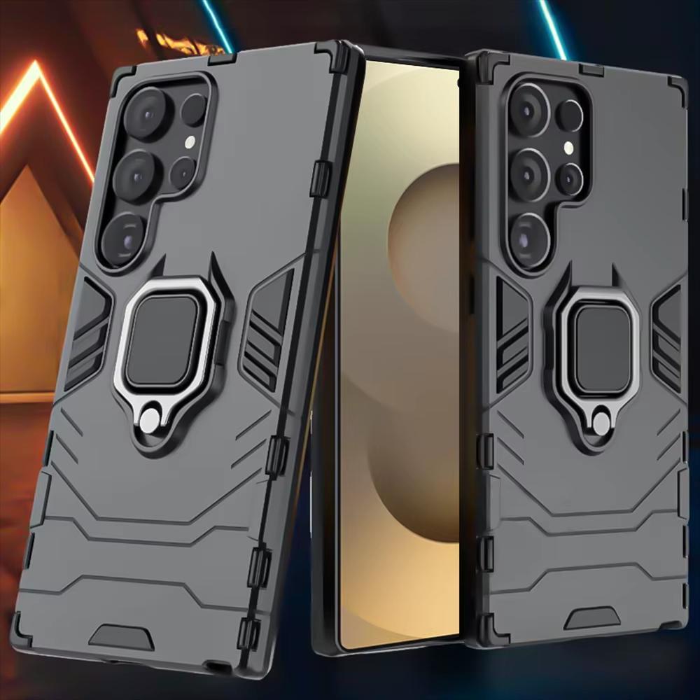 Nárazuvzdorný matný kryt na telefon s držákem pro Samsung S25 S24 S23 S22 S21 S20 Ultra Plus FE Magnetický kryt se stojánkem Příslušenství k telefonu