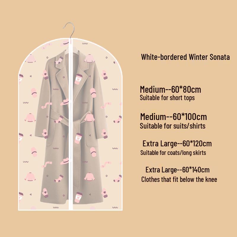 Thickened Transparent PEVA Dustproof Garment Bag for Suits – Washable Hanging Clothes Cover