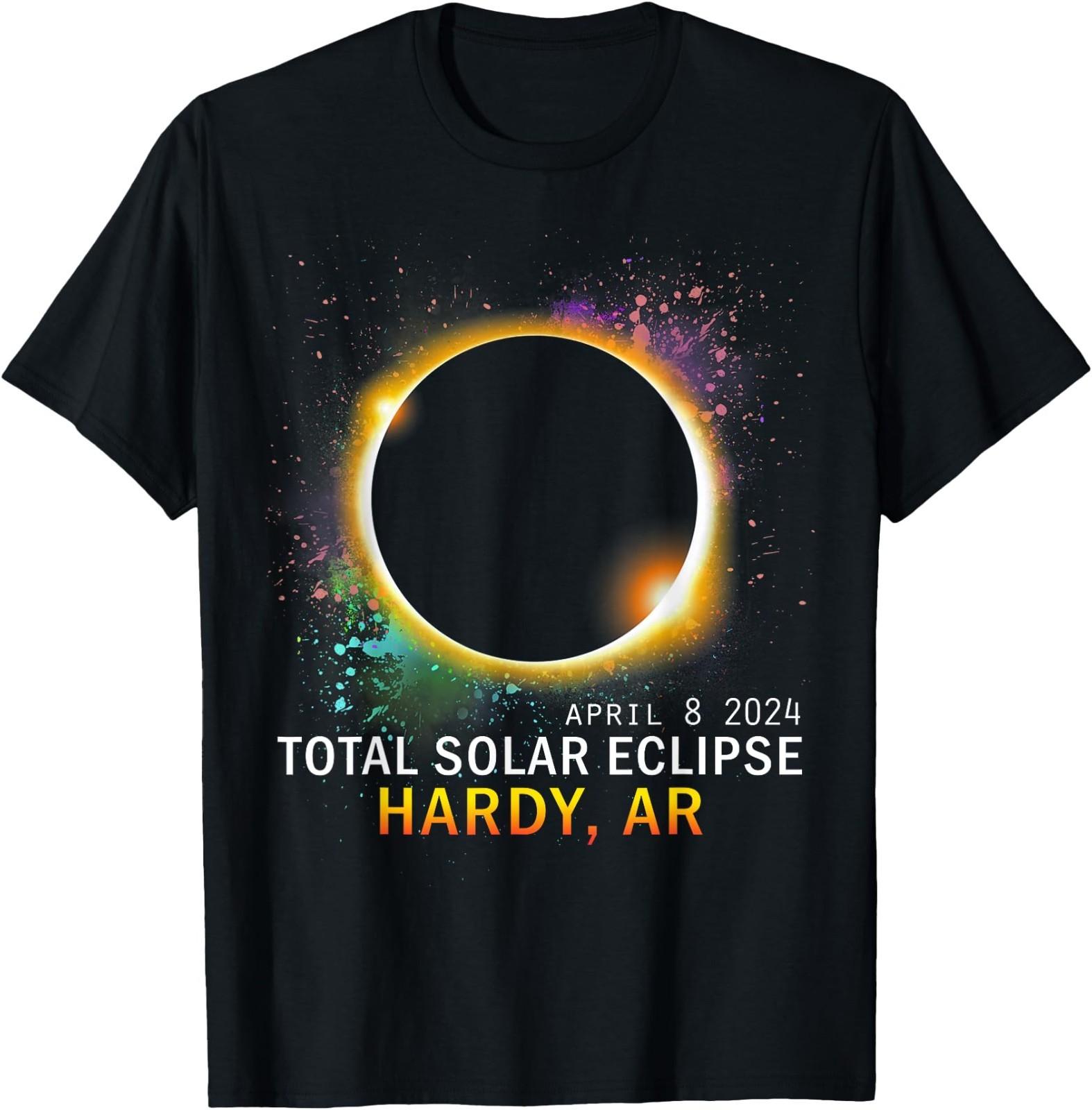 Hardy Arkansas Total Solar Eclipse April 8 2024 T-Shirt XXL