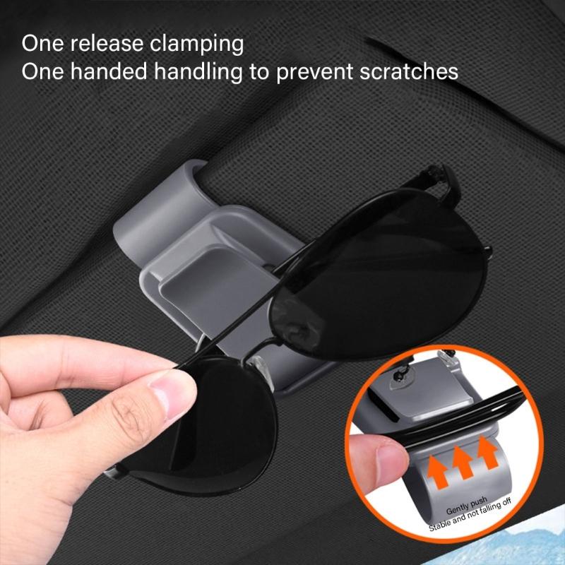 Multifunction Sun Visors Glasses Case with Secure Clamp Soft Lined Automobile Eyewear Organizers Eyeglasses Mount for Car