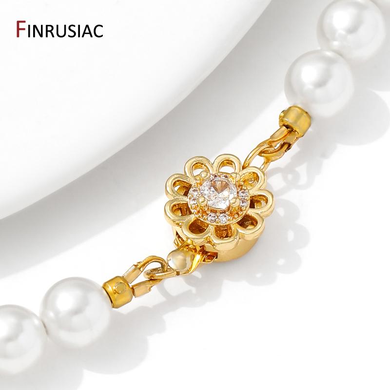 14K Gold Plated Brass Flower Insert Clasps Fasteners,Inlaid Zircon Layered Clasps Connectors For DIY Jewelry Making Supplies