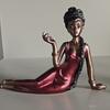 Handcrafted Sculptural Women Aroma Figurine Elegant Lady Figurine Incense Stick Holder Resin Meditating Lady Aromatherapy Statue for Living Room