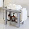 Non-Slip Home Bathroom Shower Stool Mold-Resistant Storage Seat White Plastic Storage Bench with Shelves Bath Shower Essentials