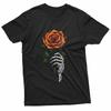 Skeleton Hand Orange Rose Halloween Gothic Horror Creepy T-Shirt
