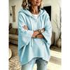 Women's Loose Seven Quarter Sleeves, Hooded Drawstring T-shirt, Batsleeved Top, Outerwear