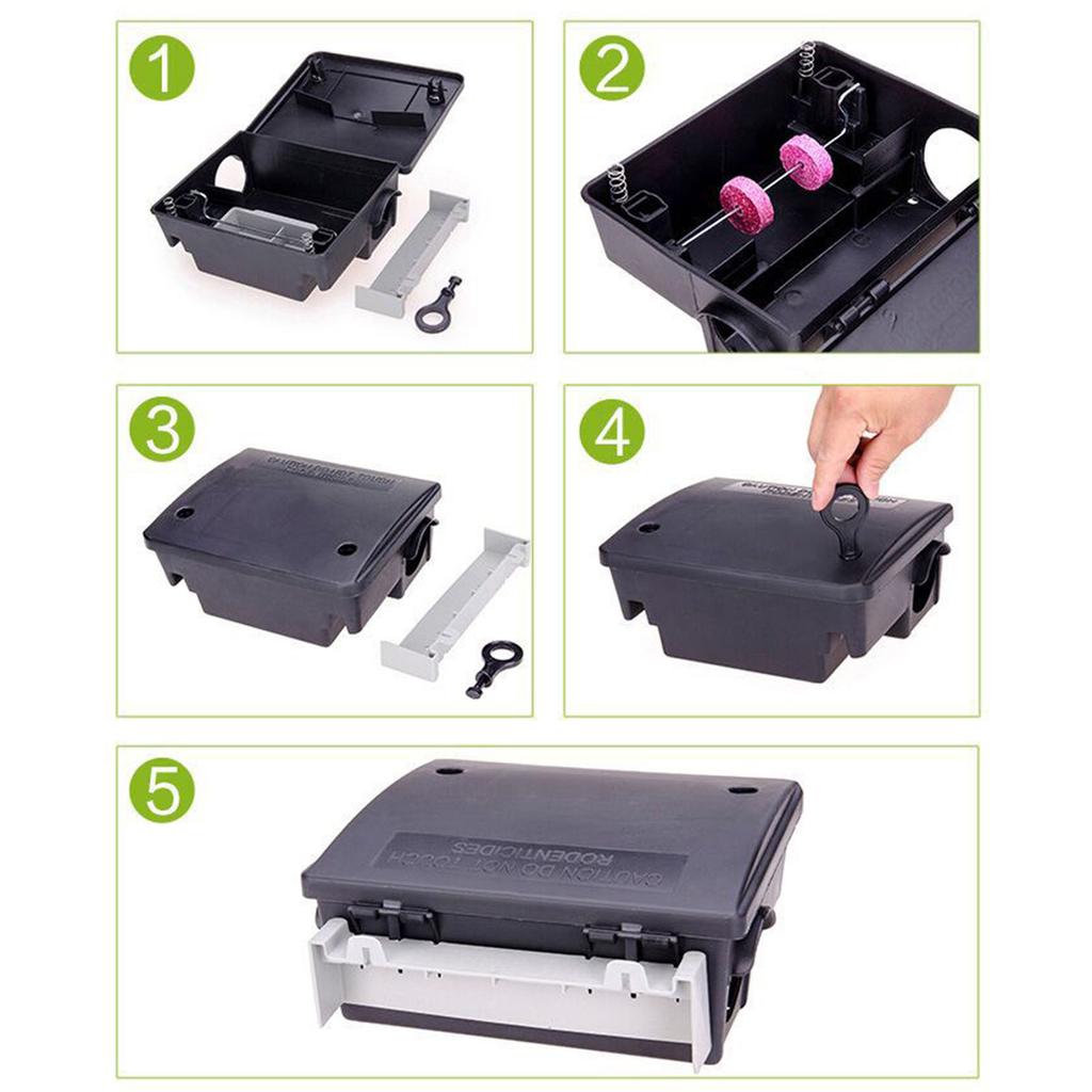 Compact Rodent Bait Stations Secure Lockable Rat Trap Boxes for Indoor and Outdoor Pest Control