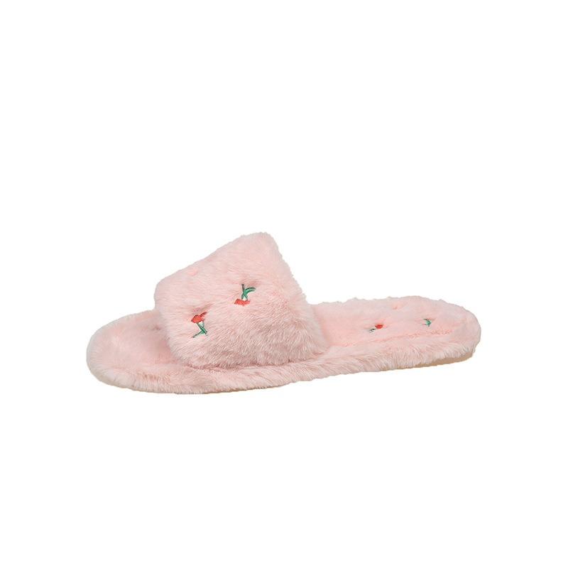 

Плюшевая верхняя одежда на плоской подошве осень и зима тапочки на плоской подошве модные новые домашние тапочки пушистые женские 40-41 розовый