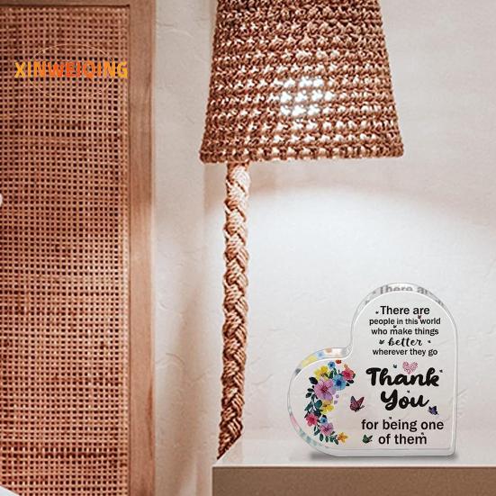 Heart Appreciation Ornament, Transparent Flower Print, Smooth Edge Heart Keepsake, Female Teacher Colleague Nurse Doctor Thank You Grateful Gift