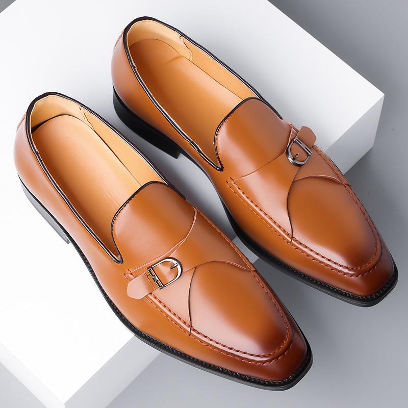 Fashion New Designer Leather Platform Big Size Dress Shoes for Men Soft-soled Belt Buckle Men's Wedding Shoes Fashion Male Derby Shoes