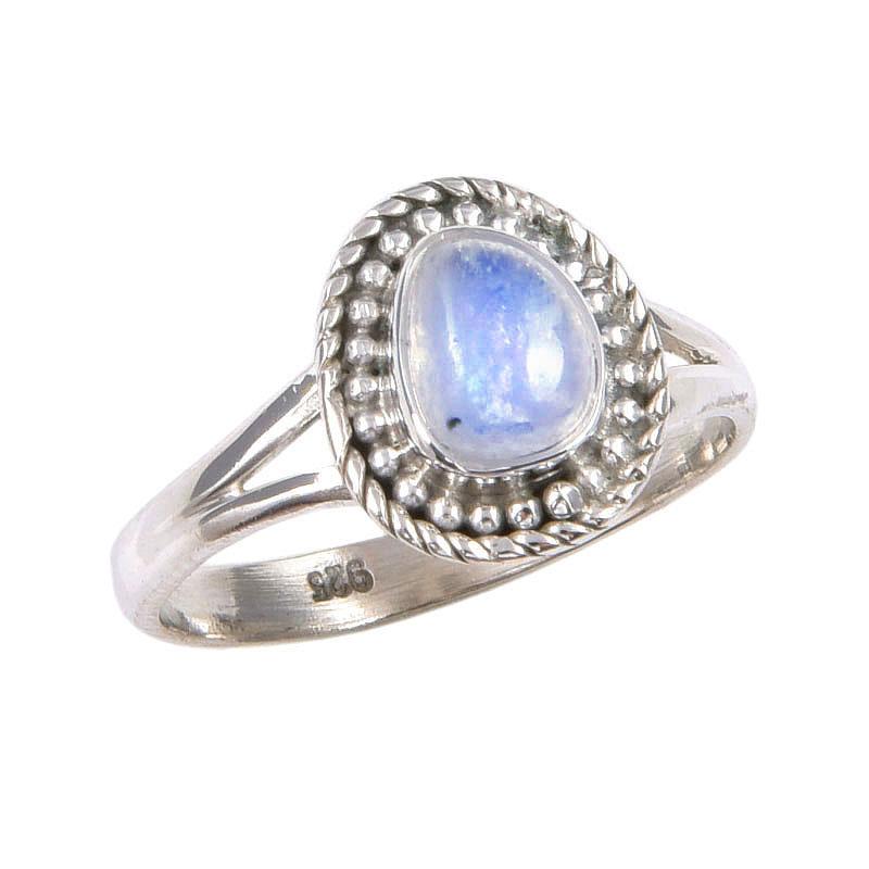 Natural Rainbow Moonstone Gemstone Handmade 925 Sterling Silver Ring Size 7 b7W80