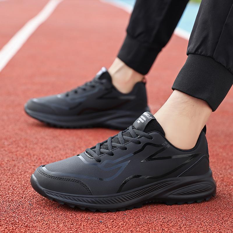 Sports Men's Shoes Autumn and Winter Large Size New Leather Waterproof Breathable Running Shoes Men's Outdoor Non-slip Wear-resistant Fashion
