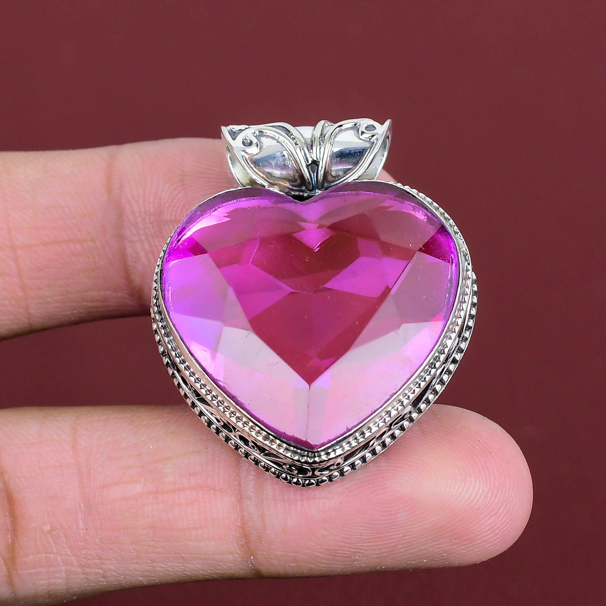 Faceted Pink Tourmaline Pendant Handmade Vintage Pendant Gemstone Pendant 925 Sterling Silver Pendant Pink Tourmaline Jewelry Gifts For Wife