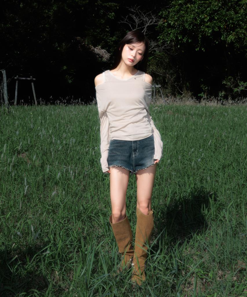 ROSEFRANTZ Layered Shirring Long Sleeve [Beige]