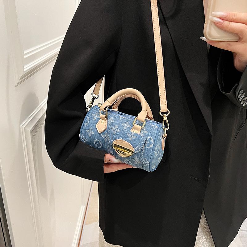 Bolsos de mezclilla unisex de moda para mujer: nuevos bolsos cruzados multiusos de tendencia, bolsos tote redondos a la moda.