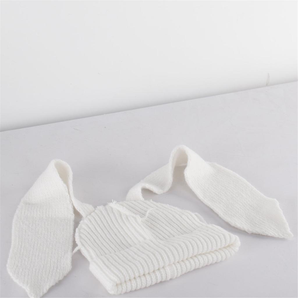 Winter Warm Cap Knitted Hat with Rabbit Ears Breathable Soft Crochet Beanie Women Headdress Outdoor Activity Headgear