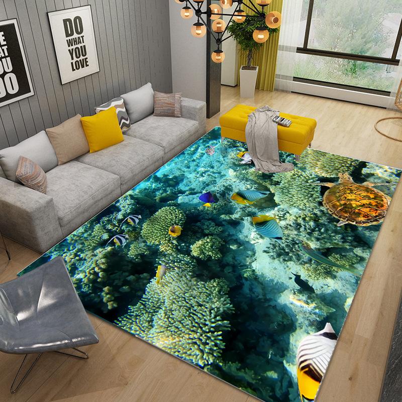 

3D коврик для морского дна, подводный мир, дельфин, черепаха, коврик для гостиной, спальни, дивана, коврик, детский нескользящий напольный коврик 40x60CM