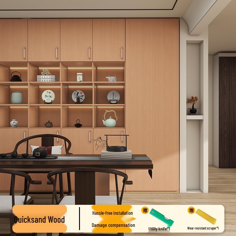 Wood Veneer Self-Adhesive Wallpaper: Thick, Soft, Imitation Wood Grain for Doors, Tables, and Furniture Renovation.