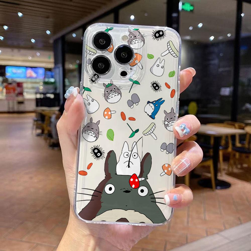 

Cute Cartoon Totoros Phone Case for iPhone 17 Air 16 15 14 Plus 13 12 11 Pro Max X Xs XR 8 e Soft TPU Transparent Cover iPhone X