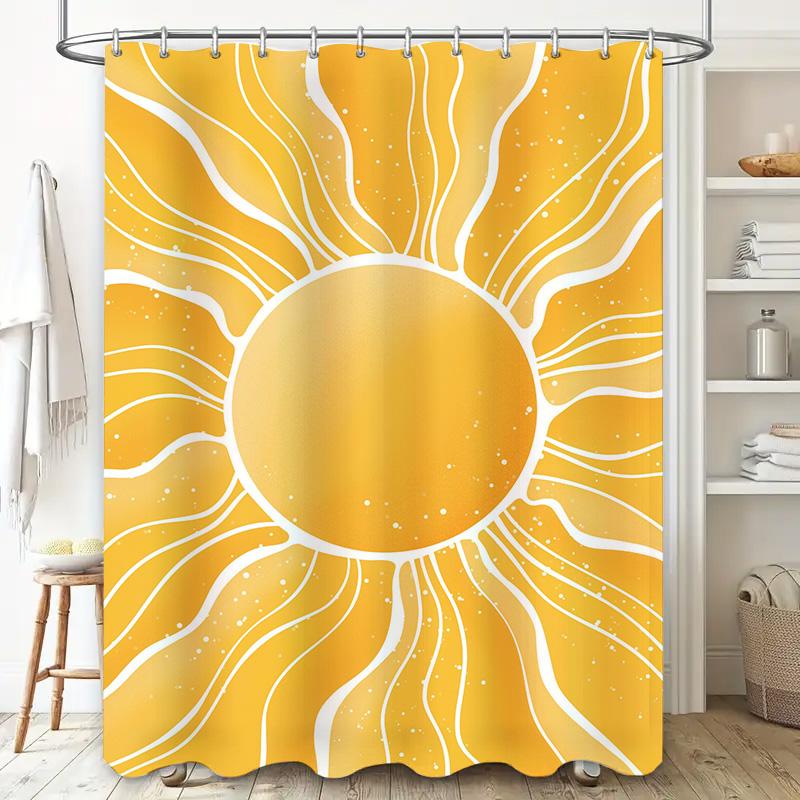 Yellow Sun Shower Curtain Home Decoration Waterproof Bath Mat Cover Bathroom Decorative Printing Curtains For Kids