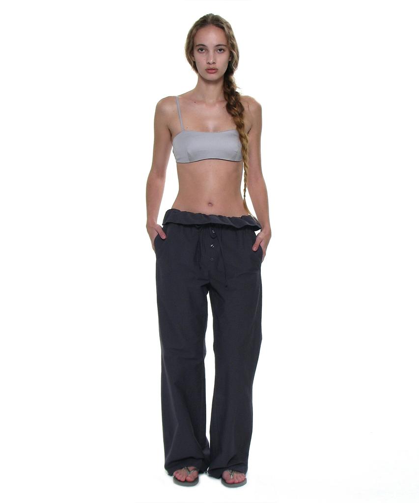PARTIMENTO WOMEN Two-Way Frill Turnover Waist Pants_Navy