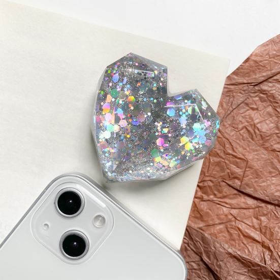 Mobile Phone Finger Telescopic Colorful Sequins Holder Universal 3D Love Heart Folding Phone