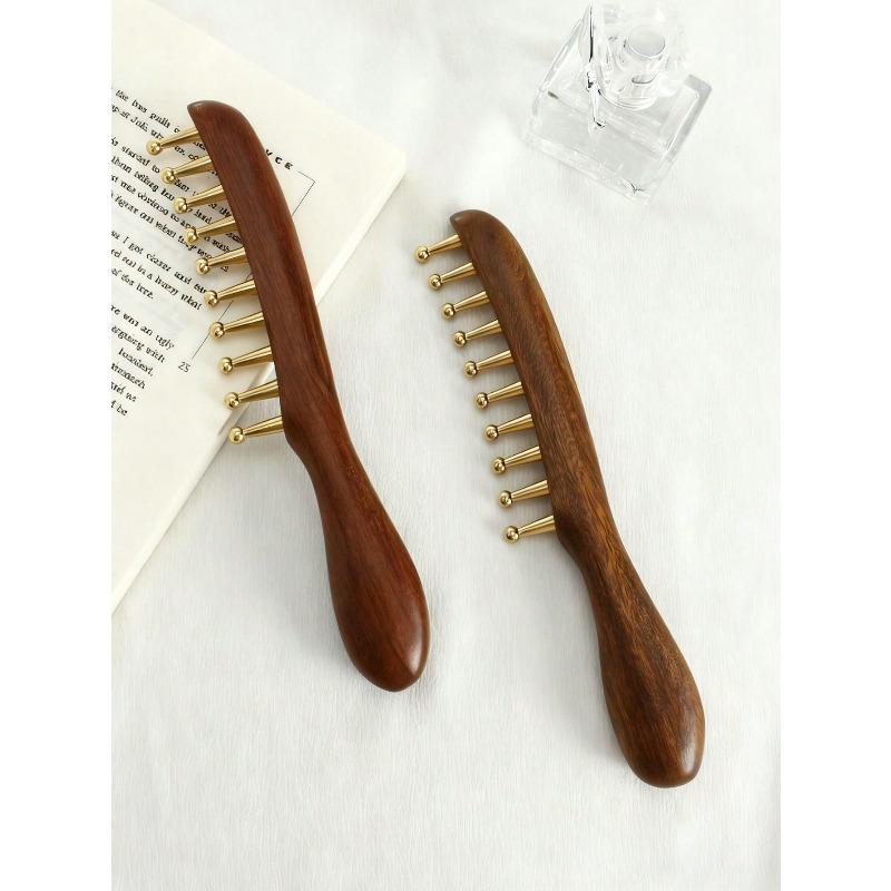 1pc Wide-Tooth Comb, Long Handle Large Round Teeth Scalp Massage Brush, Suitable For Curly & Straight Hair Styling Tool