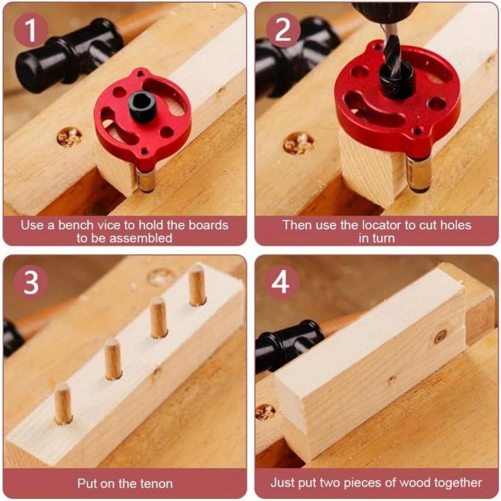 Aluminum Alloy Woodworking Center Hole Locator - Precision Drill Guide for Accurate Wood Joinery, Durable & Lightweight Tool