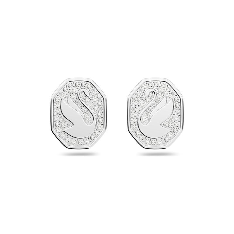 Swarovski Signum Swan White Rhodium Plated Palladium Stud Earrings Women s 5621097 золотой