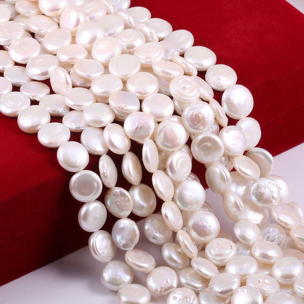 

1String, Button-shaped Pearls, 12–13 Mm, White Natural Freshwater Pearl Beads for Jewelry Making DIY Necklace Bracelet Crafts, Mother s Day Gift 36cm 1String/12-13mm-36cm белый