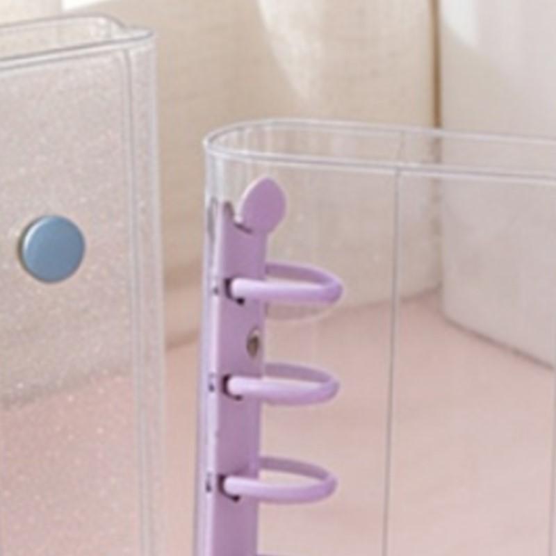 A7 Budget Binder Cover Clear Glitter PVC Binder Refillable Notebook for Photos Pictures Albums Organizer Planner Folder
