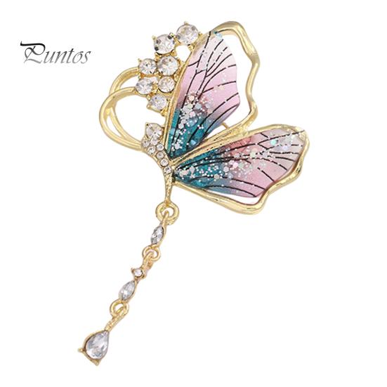 

Женская брошь в форме бабочки с кисточками и стразами, украшение на нескользящий воротник пальто, шляпу, шарф, украшение для одежды, прищепка для выпускного бала, вставка для одежды фиолетовый