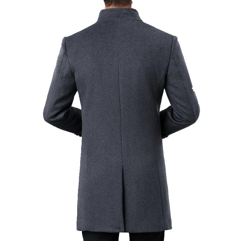 Men's Mid-Length Woolen Winter Coat - New Style, Cashmere-Lined, for Middle-Aged & Dad's Autumn/Winter Wardrobe.