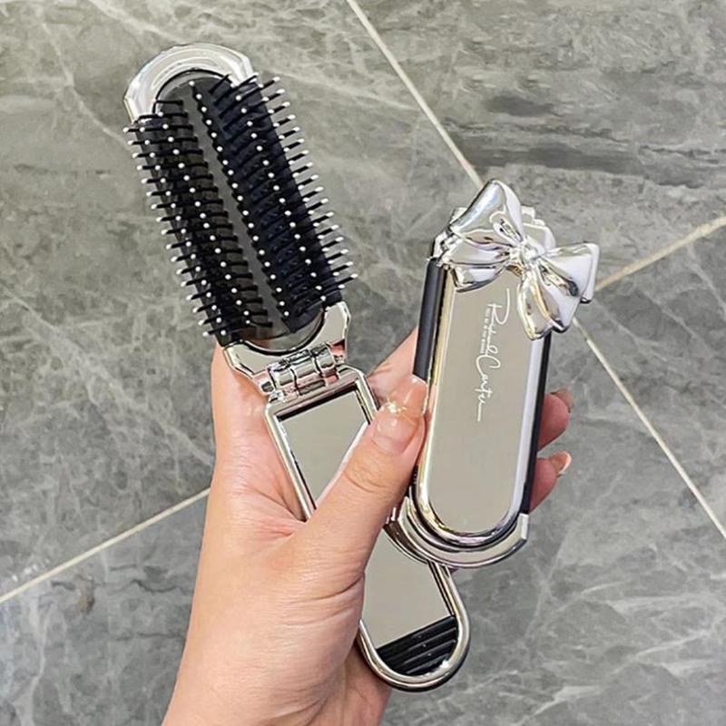 Peine de Bolsillo Plegable Mini con Espejo Portátil Cepillo Peine Masajeador Para Salón Viaje al Aire Libre Herramientas de Maquillaje Estilismo