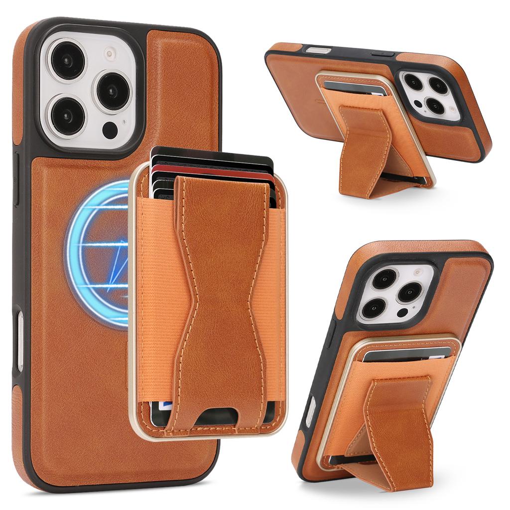 For iPhone 14 Pro Case Compatible with MagSafe Leather Back Phone Cover with Detachable Card Holder Kickstand