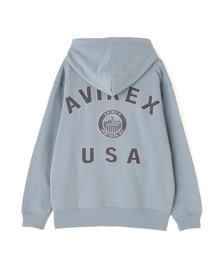VARSITY LOGO ZIP SWEAT PARKA NYC Varsity Logo Zip Sweat Hoodie 2XL 391 Saxophone [Avirex] Men's 783-4231002