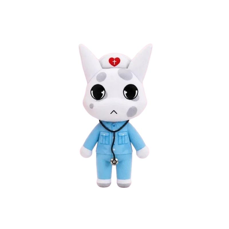 Creatieve Dierenziekenhuis Pluche Pop Verpleegster Outfit Cartoon Zacht Speelgoed Unieke Bureaublad Decoratie Stressverlichting Verzamelbaar Souvenir Cadeau white