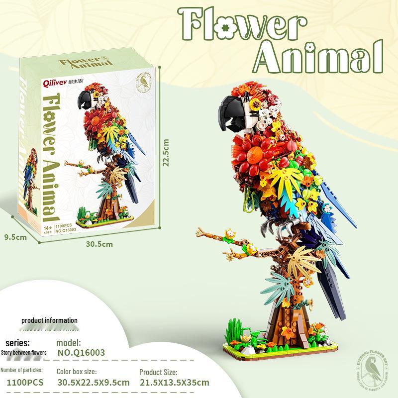 Flower Story Building Blocks: Parrot, Chameleon, Unicorn Animal Science & Creative Intelligence Toy