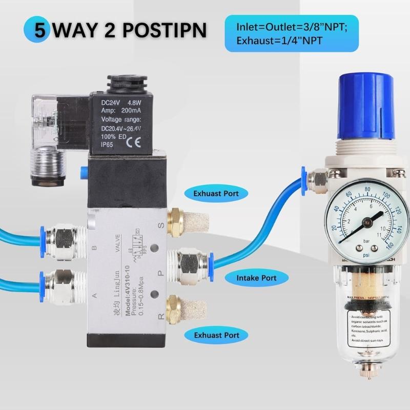 24V Pneumatic Electric Solenoid Valves 5 Way 2 Position Magnetic Manifold Valves Electric Control Air Gas Magnetic Valves