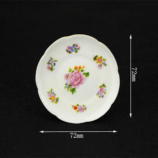 European Miniature Flower Ceramic Teapot Cup Set Dollhouse Pretend Play Toy