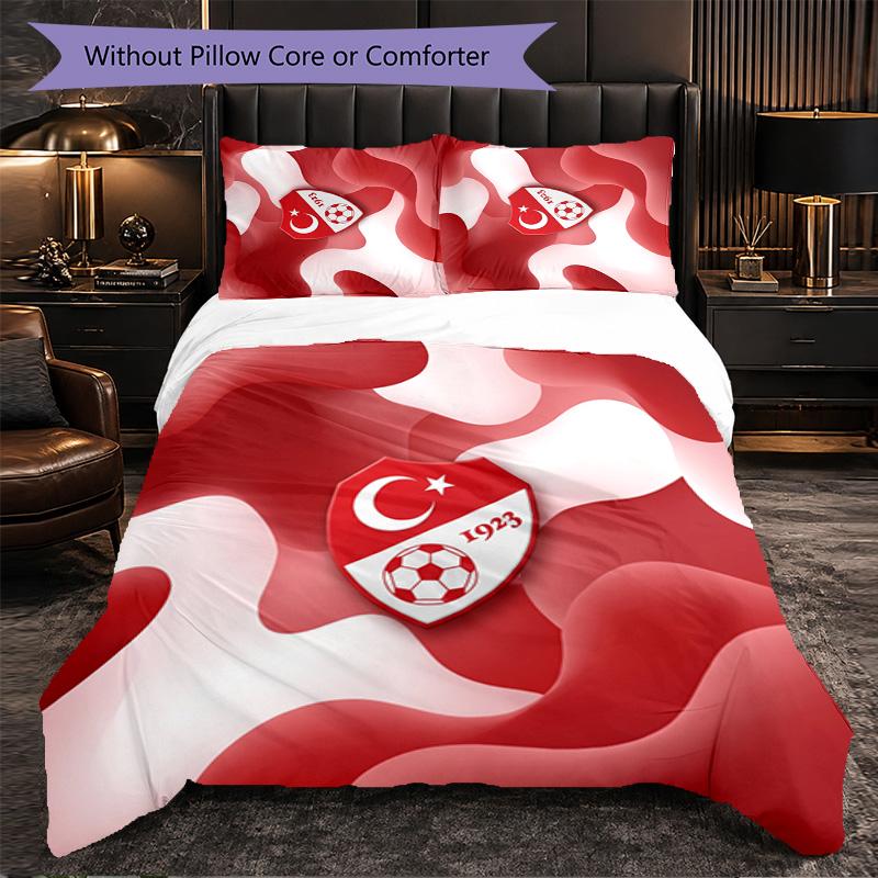 Turkey Football Pattern 3 Pieces Bedding Set Soft Microfiber Duvet Cover with Pillow Cases for Bedroom