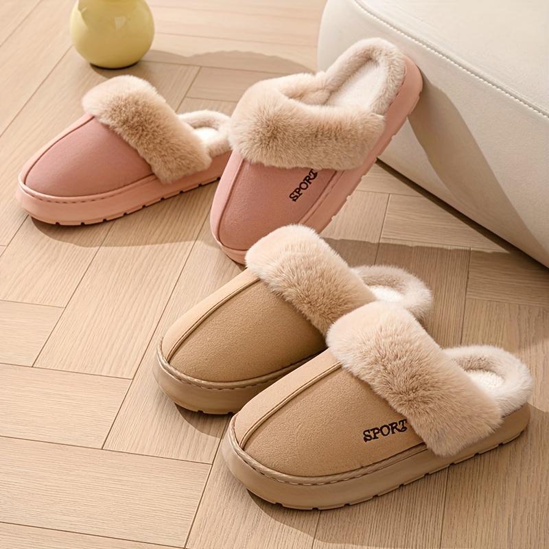 Cozy Women's Slip-On Soft Fleece Lining, Non-Slip Sole, Casual Solid Color Home Shoes