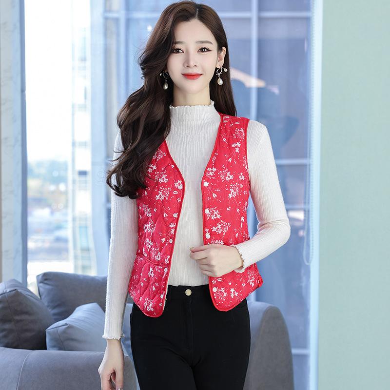 

Зимняя новая модная подкладка свободного кроя облегающая пуховая хлопковая одежда женский жилет утолщенная хлопковая куртка трендовая 4XL-135-77.5kg красный