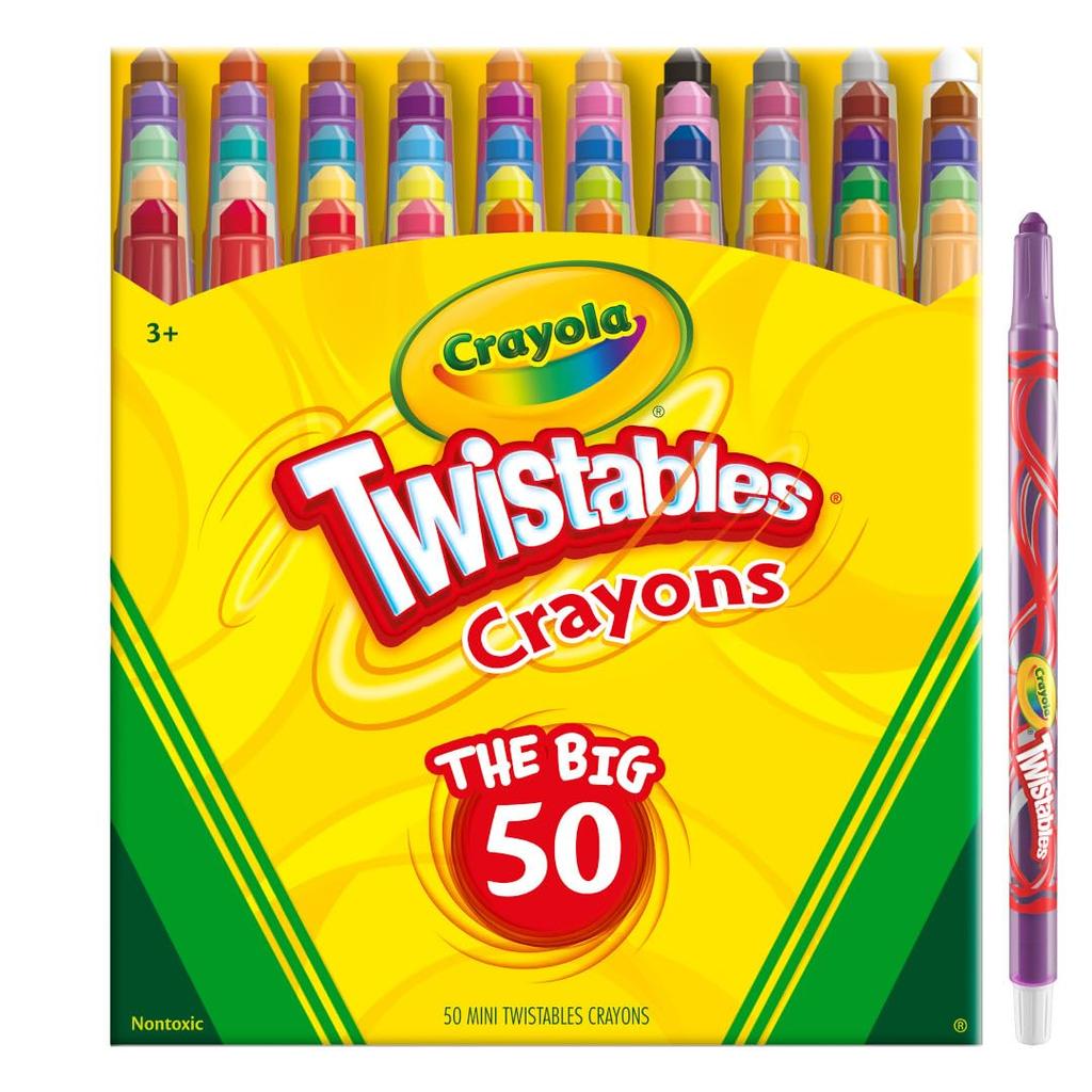 Crayola Twistable 50 Twistables Kritor de Stora Autentiska Kritorna, Färger, 50, Infällbara, 523420,