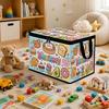 Caja de Almacenamiento de Juguetes de Dibujos Animados con Tapa Plegable Cubo Organizador de Tela Canasta para Juguetes Sensoriales para Habitación Infantil Organizador Gestión